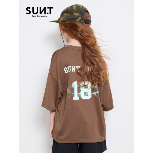 suntomorrow童裝美式復古潮流印花短袖T恤女童夏季中大童寬松上衣