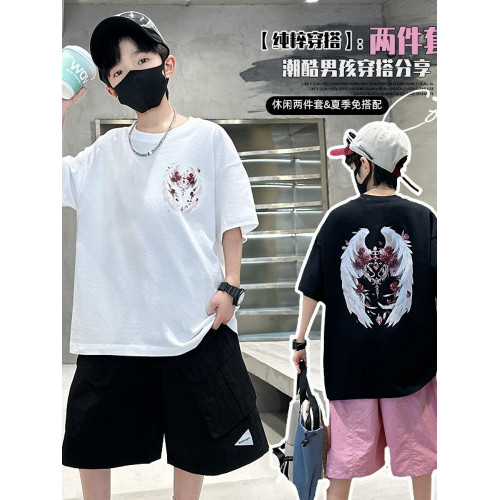 兒童裝男童夏裝套裝薄款2025新款中大童夏季短袖兩件套帥氣時髦潮