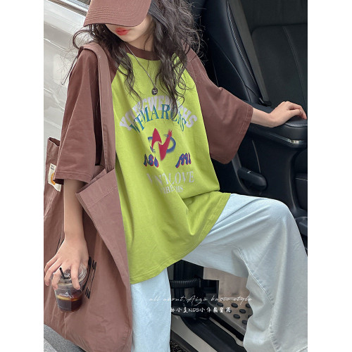 插肩袖女童夏季短袖T恤2025新款兒童洋氣上衣女大童寬鬆半袖打底t