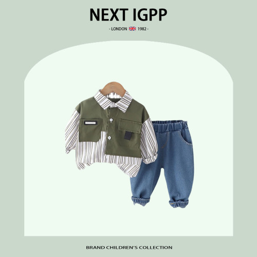 英國NEXT IGPP春秋季套裝男童新款男童春秋款拼色牛仔外套兩件套