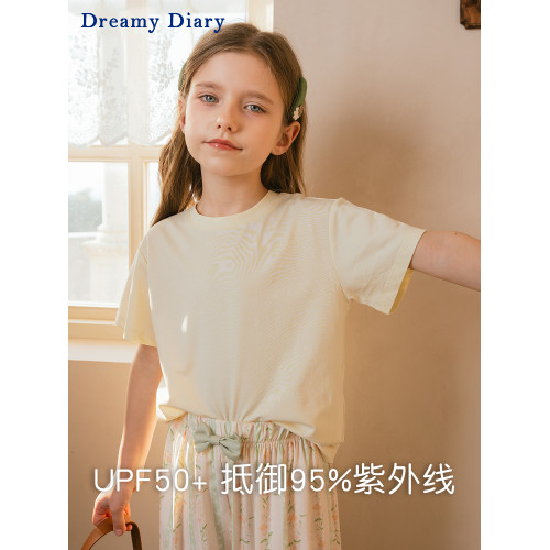 2025新款女童短袖T恤寶寶運動速乾衣兒童夏季白色上衣女孩防曬T恤