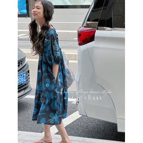 孫小美kids法式女童短袖連衣裙2025夏裝新款兒童碎花裙子氣質長裙