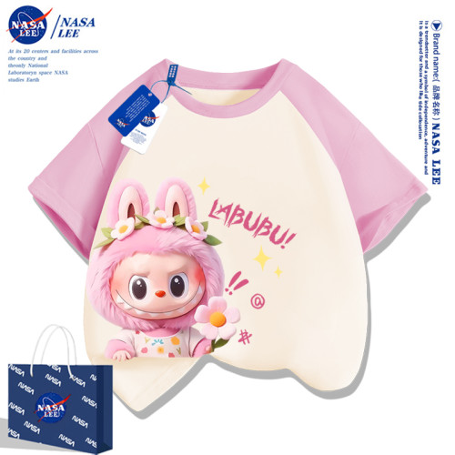 NASA女童純棉t恤短袖2025新款夏季童裝洋氣女孩衣服兒童半袖上衣