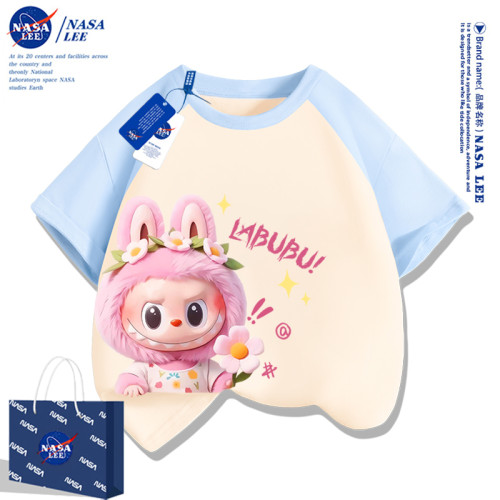 NASA女童純棉t恤短袖2025新款夏季童裝洋氣女孩衣服兒童半袖上衣