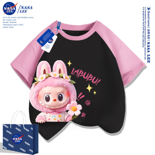 NASA女童純棉t恤短袖2025新款夏季童裝洋氣女孩衣服兒童半袖上衣