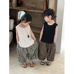 兒童防蚊褲2025夏季新款男童女童豹紋燈籠褲森系寬松寶寶夏裝褲子