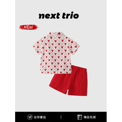 Next trio男童套裝夏2025新款短袖英倫風周嵗禮服男寶巨好看夏裝