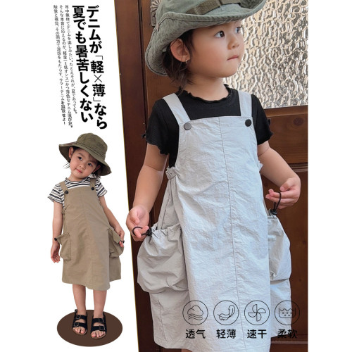 2025年夏秋新款女童涼感A版戶外工裝背帶裙棉森系