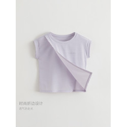 [涼爽透氣]馬克珍妮女童折邊運動短袖T恤 兒童上衣夏裝新款550615