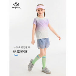 半度閒女童速乾漸變t恤夏季薄款透氣2025新款兒童夏裝運動上衣潮T