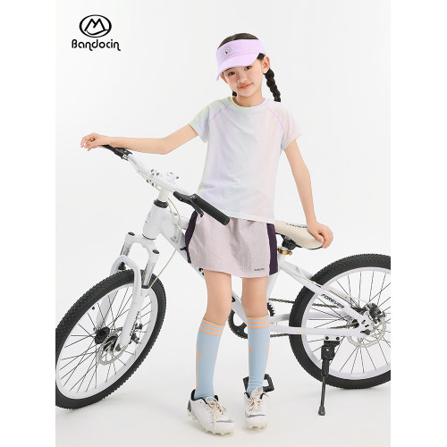 半度閒女童速乾漸變t恤夏季薄款透氣2025新款兒童夏裝運動上衣潮T