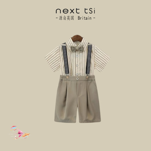 next tsi男童夏季小禮服套裝花童婚禮背帶褲兒童主持人紳士演出服