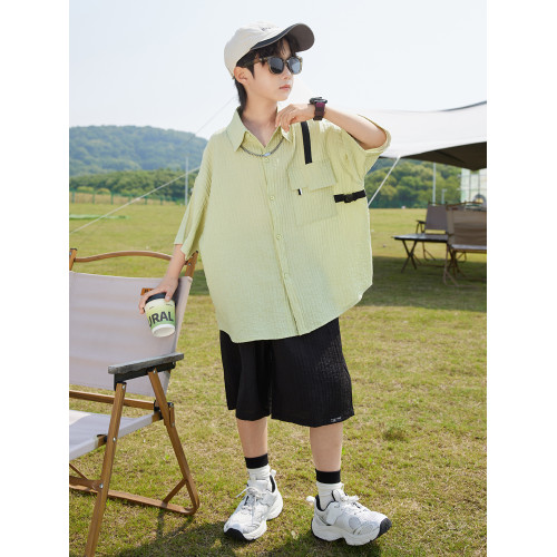 英國Next Svip男童兒童套裝夏裝2025新款兒童薄款短袖襯衫中大童