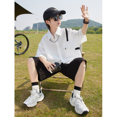 英國Next Svip男童兒童套裝夏裝2025新款兒童薄款短袖襯衫中大童