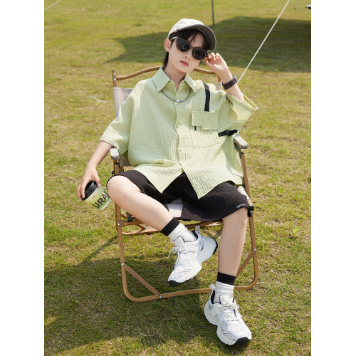 英國Next Svip男童兒童套裝夏裝2025新款兒童薄款短袖襯衫中大童