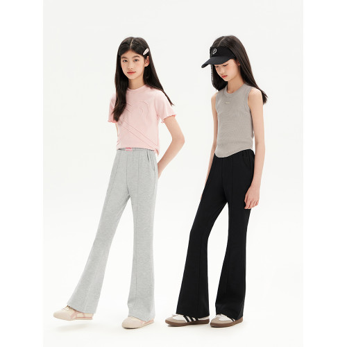 女童運動褲兒童春秋新款加絨微喇褲子女孩大童初中生濶腿喇叭衛褲 女童運動褲兒童春秋新款加絨微喇褲子女孩大童初中生濶腿喇叭衛褲