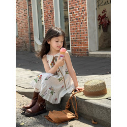 柒號童倉女童韓版碎花吊帶裙連衣裙夏裝新款森系寬鬆海邊裙子潮