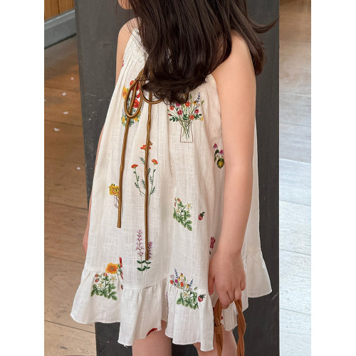 柒號童倉女童韓版碎花吊帶裙連衣裙夏裝新款森系寬鬆海邊裙子潮