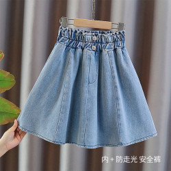 女童牛仔半身裙2025新款夏裝中大童夏季半截裙女孩a字裙兒童短裙7