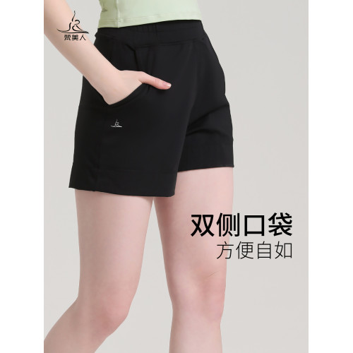 梵美人瑜伽褲專業晨跑短褲寬松高腰帶口袋款外穿休閒健身運動褲
