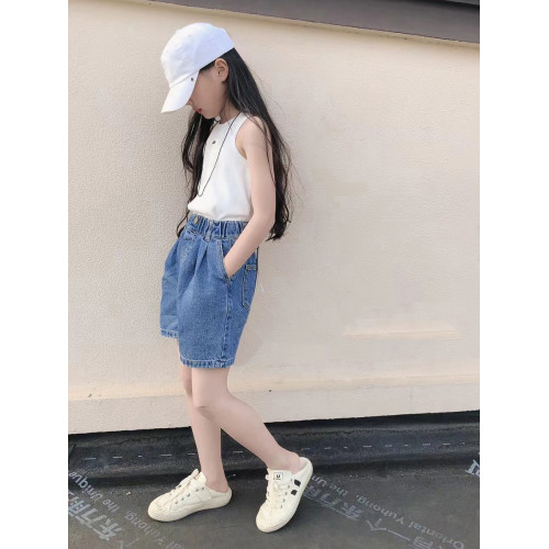 波拉韓童裝女童牛仔短褲洋氣2025夏裝兒童外穿熱褲中大童時尚褲子