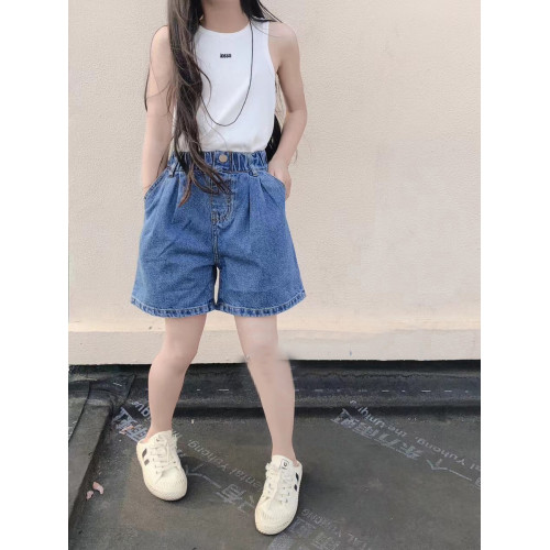 波拉韓童裝女童牛仔短褲洋氣2025夏裝兒童外穿熱褲中大童時尚褲子
