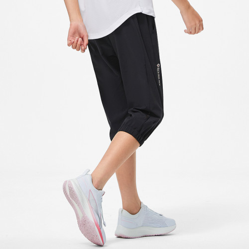 李甯運動褲女童夏季跑訓系列透氣常規休閒七分運動褲YKQT004--B品