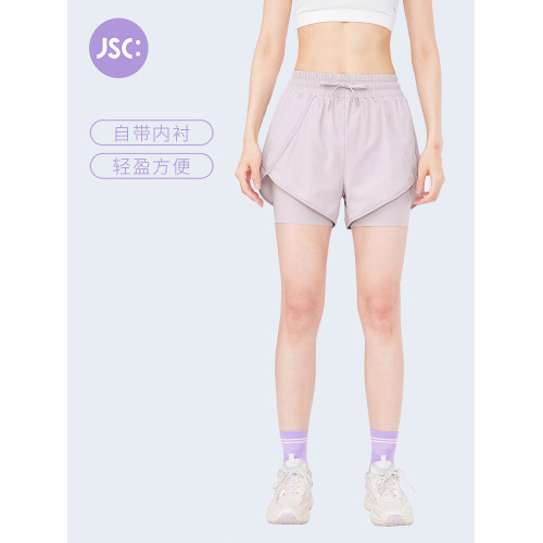 JSC高腰運動短褲女夏雙層健身跑步褲花苞褲拳擊透氣馬拉松運動褲