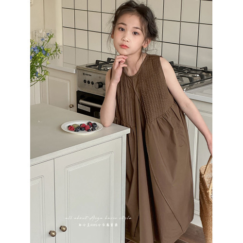 高級感女童夏裝連衣裙2025新款兒童裙子無袖背心裙女孩洋氣公主裙