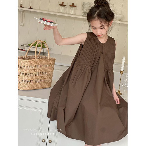 高級感女童夏裝連衣裙2025新款兒童裙子無袖背心裙女孩洋氣公主裙