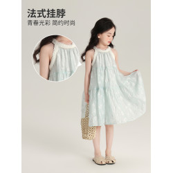沫沫童裝夏裝女童長裙2025夏季新款兒童洋氣連衣裙吊帶裙子公主裙