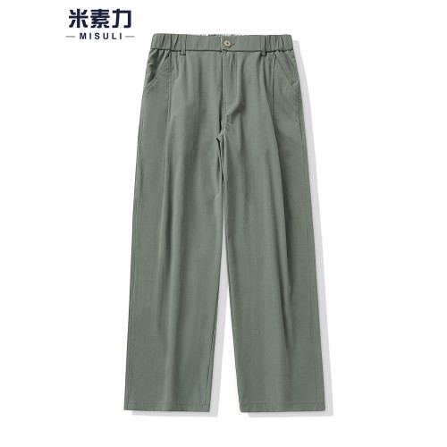 夏季新款冰絲男褲子日系百搭簡約垂墜抖抖褲男士速乾運動濶腿褲潮