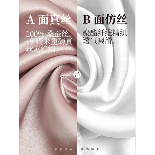 夢灣裡19姆米100%桑蠶絲AB面真絲枕套絲綢禮物男女一對裝48x74cm