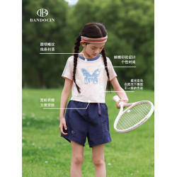 親子女童速乾衣夏季薄款短袖t恤洋氣2025新款兒童夏裝運動上衣潮T
