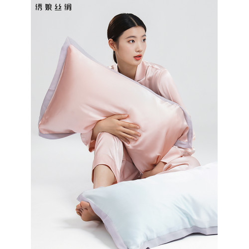 綉娘絲綢新款真絲枕套單面100%桑蠶絲夏季禮盒單個涼感天絲枕頭套