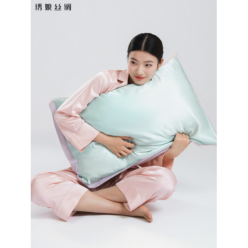 綉娘絲綢新款真絲枕套單面100%桑蠶絲夏季禮盒單個涼感天絲枕頭套