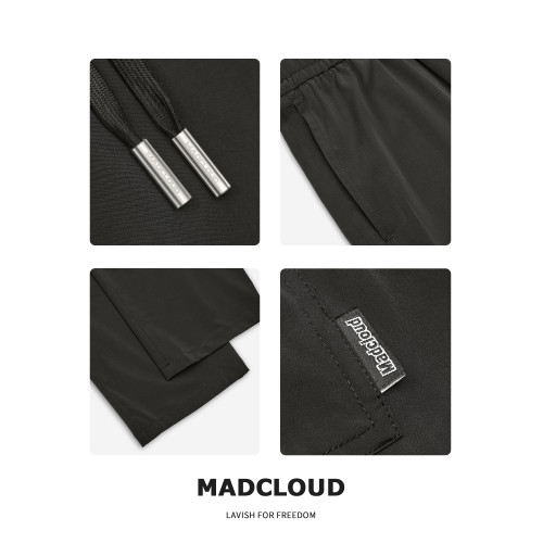 MAD官方 | Madcloud夏季輕薄涼感冰絲垂感濶腿褲休閒薄款九分褲男