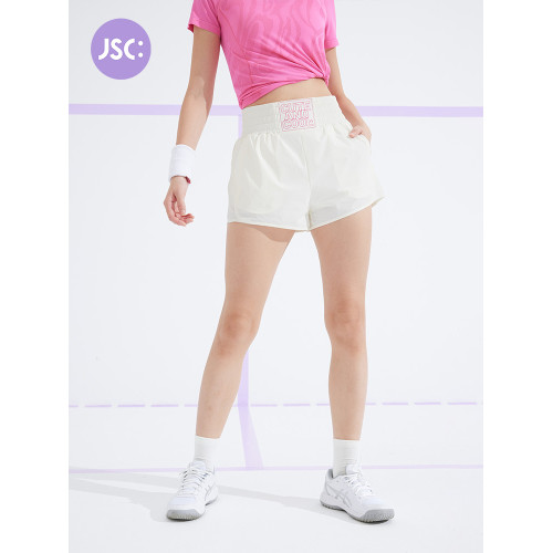 JSC輕野拳擊短褲女夏防曬戶外休閒防走光健身徒步速乾白色運動褲