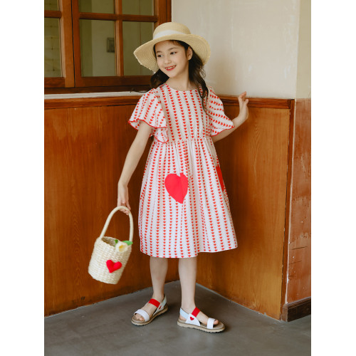野柿童裝【甜蜜暴擊】女童連衣裙夏季2025新款兒童洋氣愛心裙子