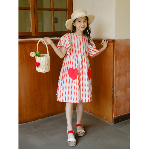 野柿童裝【甜蜜暴擊】女童連衣裙夏季2025新款兒童洋氣愛心裙子
