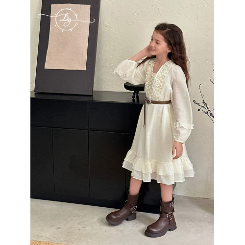 小叮尤尤女童長袖連衣裙2026秋季新款中大童法式洋氣兒童公主裙