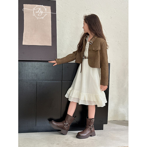 小叮尤尤女童長袖連衣裙2026秋季新款中大童法式洋氣兒童公主裙