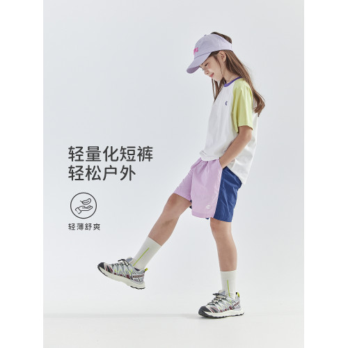 cicochild 25年夏季新款女童拼色休閒短褲中大童戶外運動褲子