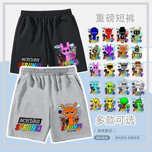 新款Sprunki節奏盒子短褲兒童夏季中高腰五分褲男女童休閒運動褲