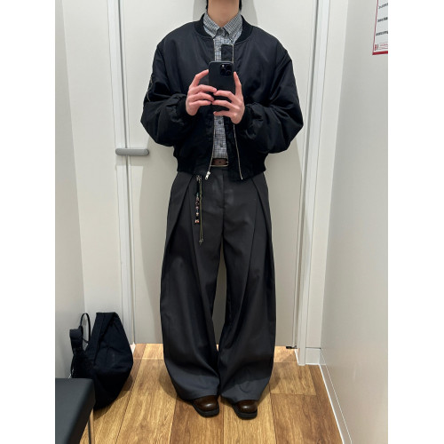 春秋美式立體褶皺廓形彎刀西褲男女生寬松直筒西裝褲休閒濶腿褲男