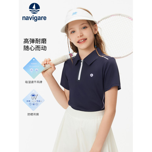 Navigare意大利小帆船童裝女童短袖T恤2025年夏季薄款兒童POLO衫