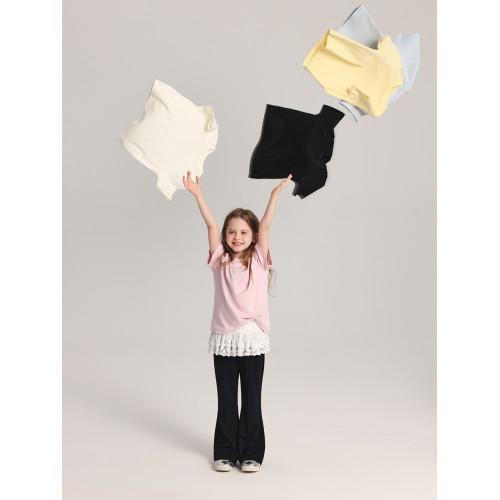 布丁哈魯童裝夏裝女童洋氣上衣2026夏季新款兒童百搭圓領短袖T恤