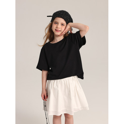 布丁哈魯童裝夏裝女童洋氣上衣2026夏季新款兒童百搭圓領短袖T恤