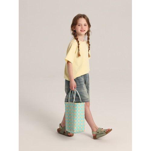 布丁哈魯童裝夏裝女童洋氣上衣2026夏季新款兒童百搭圓領短袖T恤