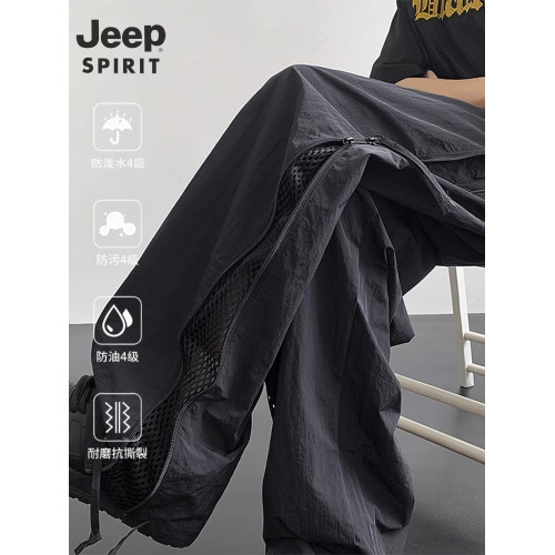 吉普JEEP2026新款工裝褲男夏季薄款運動速乾濶腿褲休閒網洞沖鋒褲